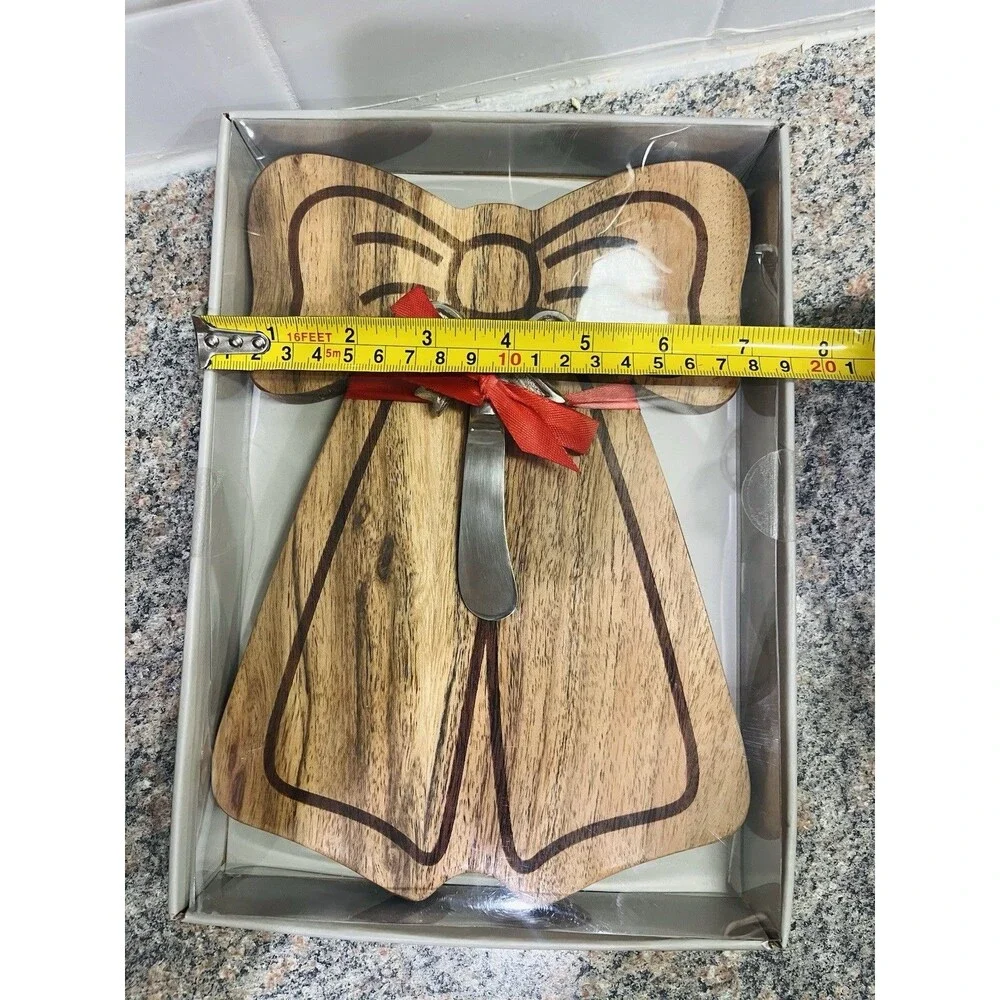 Kirkland's Wooden Serving Cheese Charcuterie Board with Knife Bow New